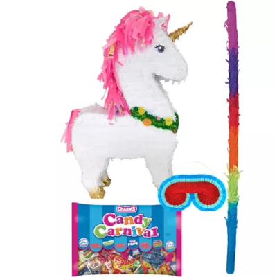 PartyCity Giant Sparkling Unicorn Pinata Kit with Candy