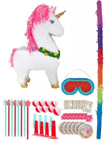 PartyCity Giant Sparkling Unicorn Pinata Kit with Favors