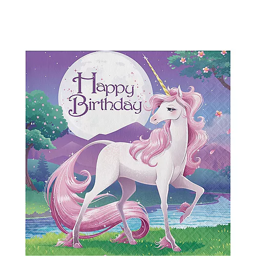 PartyCity Unicorn Happy Birthday Lunch Napkins 16ct