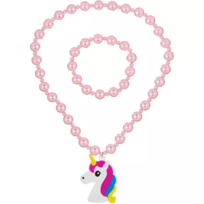 PartyCity Pink Unicorn Jewelry Set 2pc