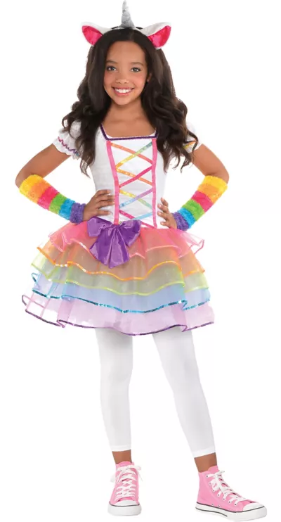 PartyCity Girls Rainbow Unicorn Costume