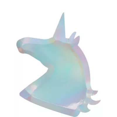 PartyCity Ginger Ray Iridescent Silver Unicorn Plates 8ct