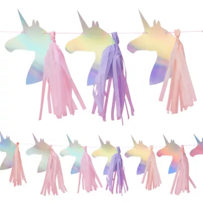 PartyCity Ginger Ray Iridescent Unicorn Tassel Banner