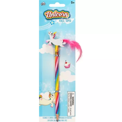 PartyCity Rainbow Pencil with Unicorn Pencil Topper