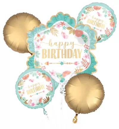  PartyCity Boho Girl Birthday Balloon Bouquet 5pc