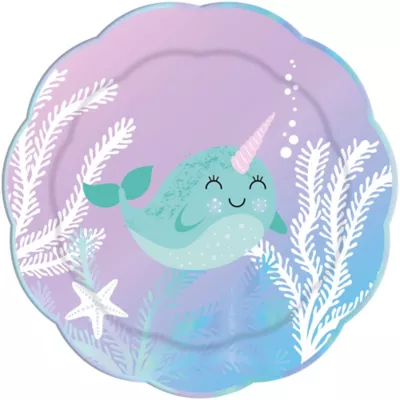 PartyCity Narwhal Scalloped Lunch Plates 8ct