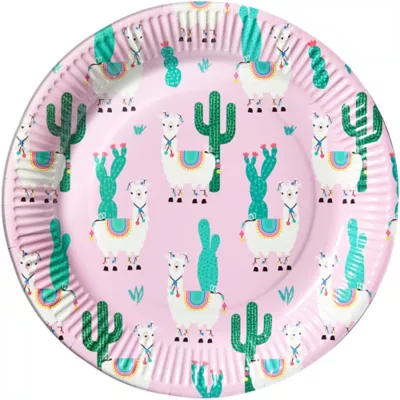 PartyCity Llama Cactus Lunch Paper Plate 8ct