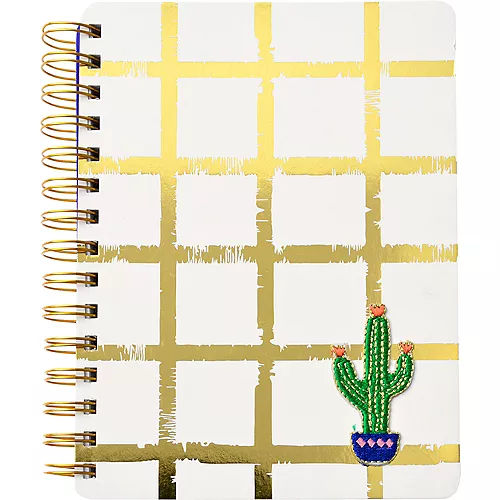 PartyCity Gold Grid Cactus Notebook
