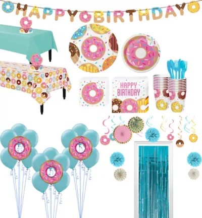 PartyCity Donut Tableware Ultimate Kit for 16 Guests