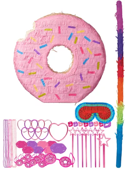 PartyCity Pink Donut Pinata Kit with Favors