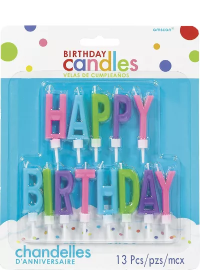  PartyCity Multicolor Bright Happy Birthday Toothpick Candle Set 13pc