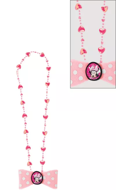 PartyCity Minnie Mouse Bow Bead Necklace