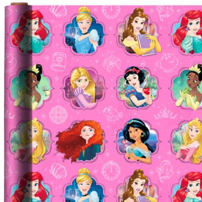PartyCity Pink Disney Princess Gift Wrap