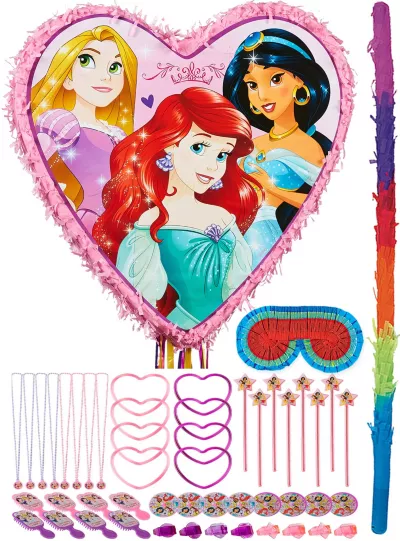 PartyCity Disney Princess Pink Heart Pinata Kit with Favors