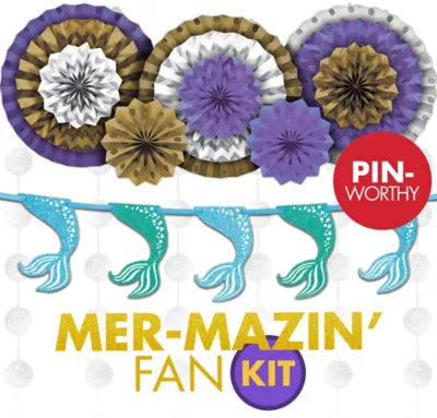  PartyCity Mermaid Fan Wall Decorating Kit