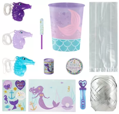  PartyCity Shimmer Mermaid Super Favor Kit for 8 Guests