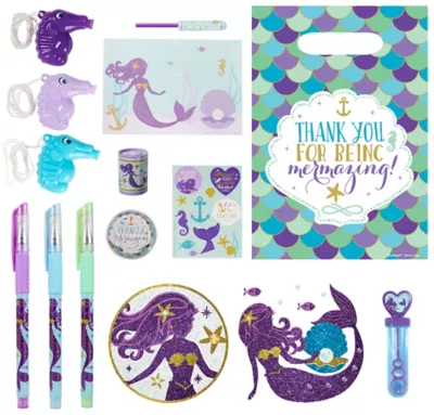 PartyCity Wishful Mermaid Basic Favor Kit for 8 Guests