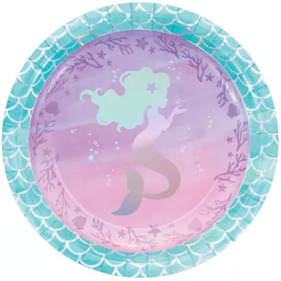 PartyCity Shimmer Mermaid Lunch Plates 8ct