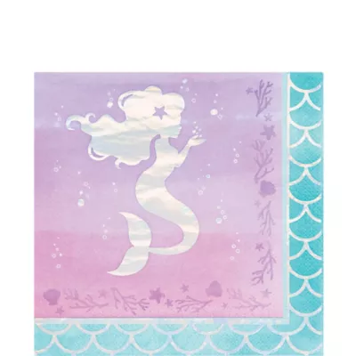 PartyCity Shimmer Mermaid Lunch Napkins 16ct