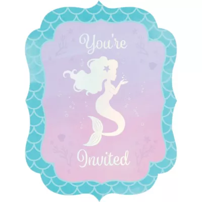 PartyCity Shimmer Mermaid Invitations 8ct