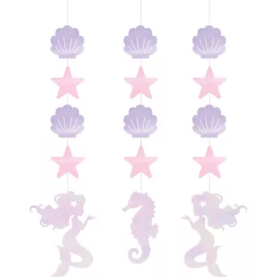 PartyCity Shimmer Mermaid String Decorations 3ct
