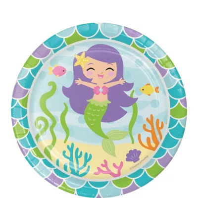 PartyCity Friendly Mermaid Dessert Plates 8ct