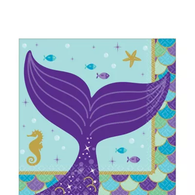 PartyCity Wishful Mermaid Beverage Napkins 16ct