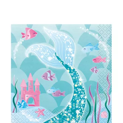  PartyCity Mermaid Beverage Napkins 16ct