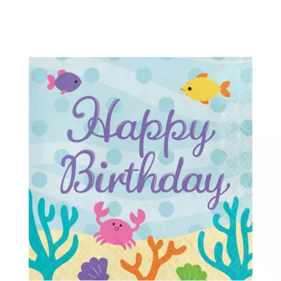 PartyCity Friendly Mermaid Happy Birthday Lunch Napkins 16ct