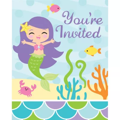 PartyCity Friendly Mermaid Invitations 8ct