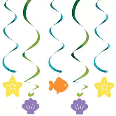 PartyCity Friendly Mermaid Swirl Decorations 5ct