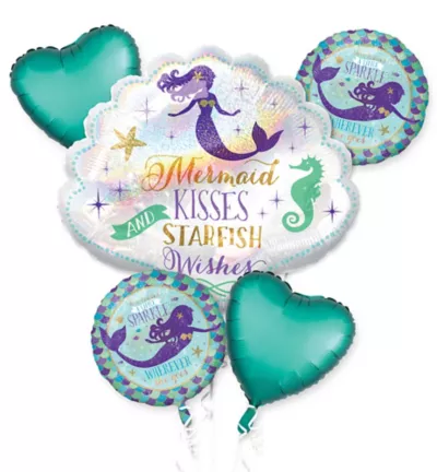 PartyCity Wishful Mermaid Balloon Bouquet 5pc