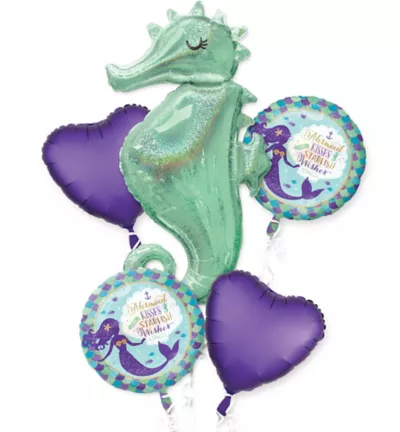 PartyCity Wishful Mermaid Balloon Bouquet 5pc