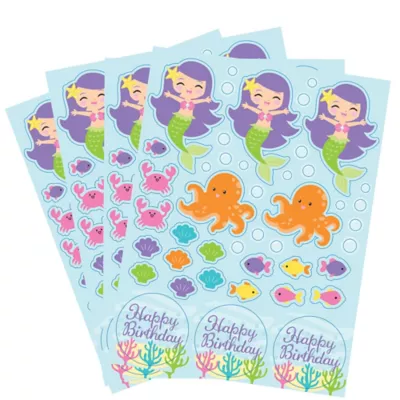 PartyCity Friendly Mermaid Stickers 4 Sheets