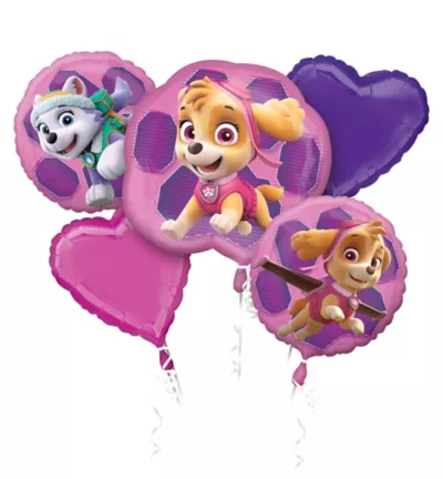 PartyCity Pink PAW Patrol Balloon Bouquet 5pc