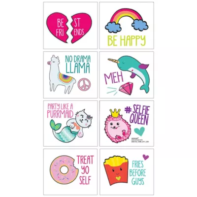 PartyCity Selfie Celebration Tattoos 1 Sheet