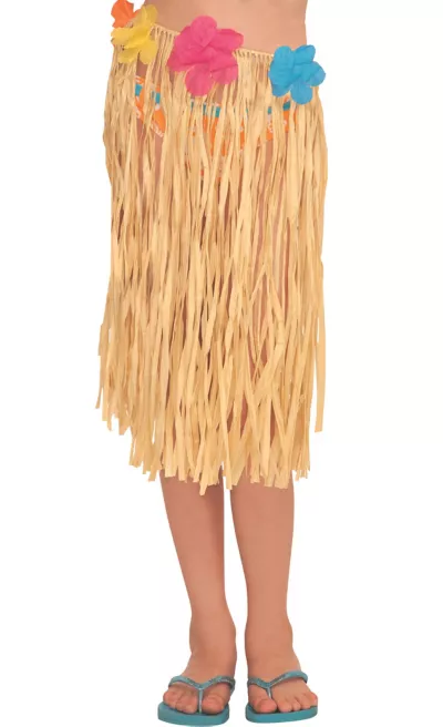 PartyCity Child Raffia Hula Skirt with Flowers