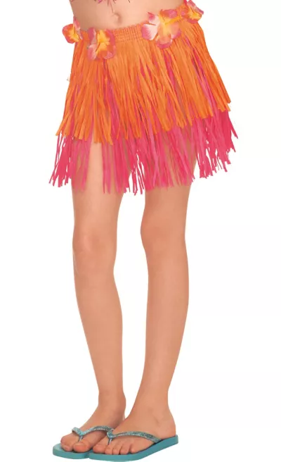 PartyCity Child Orange & Pink Mini Hula Skirt