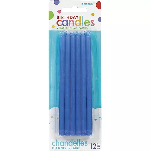 PartyCity Tall Blue Birthday Candles 12ct