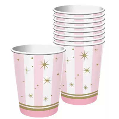  PartyCity Pink Striped Cups 8ct