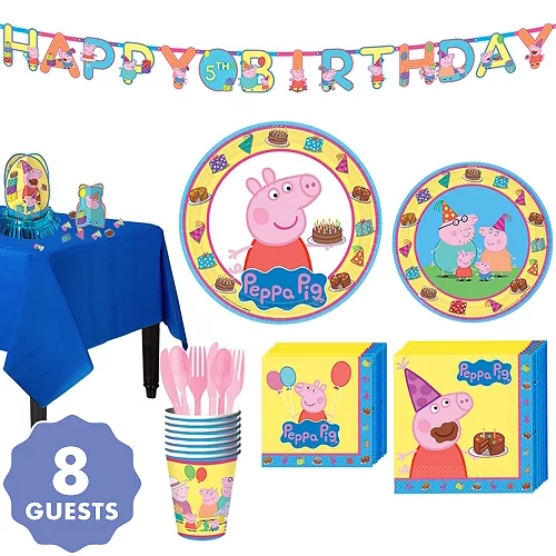 PartyCity Peppa Pig Tableware Party Kit for 8 Guests