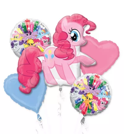 PartyCity Giant Pinkie Pie Balloon Bouquet 5pc - My Little Pony