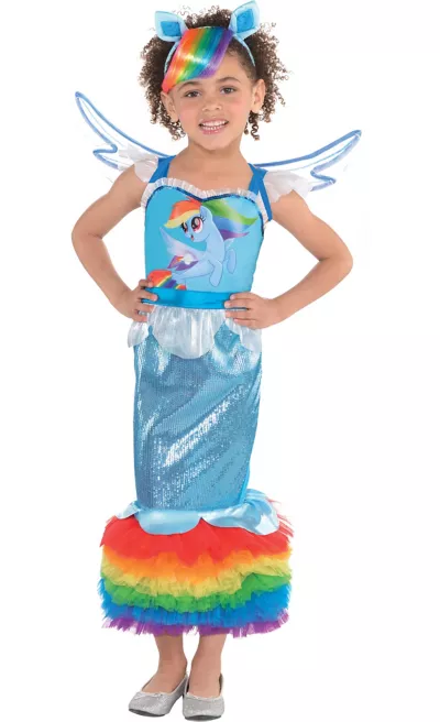 PartyCity Girls Rainbow Dash Mermaid Costume - My Little Pony