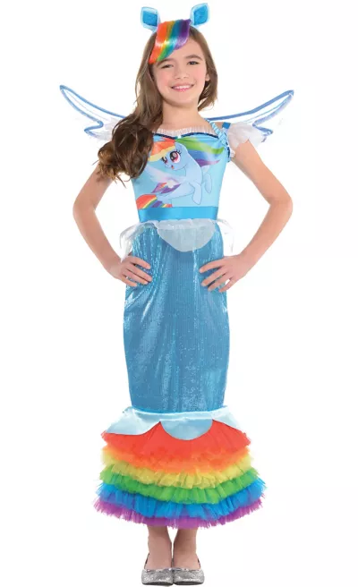 PartyCity Girls Rainbow Dash Mermaid Costume - My Little Pony