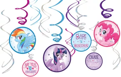 PartyCity Blue, Pink & Purple My Little Pony Swirl Decorations 12ct