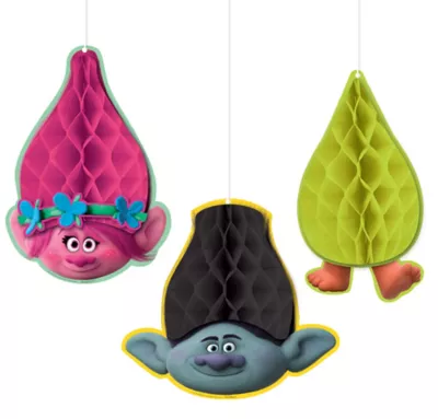 PartyCity Trolls Honeycomb Balls 3ct