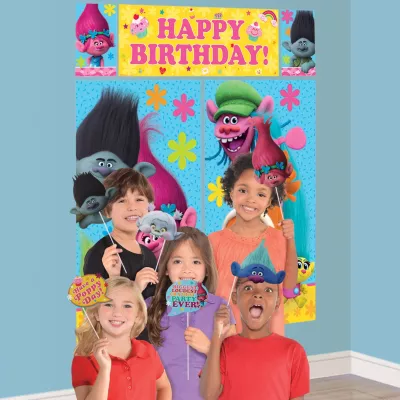  PartyCity Trolls Scene Setter with Photo Booth Props