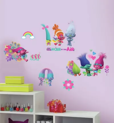 PartyCity Glitter Trolls Wall Decals 24ct