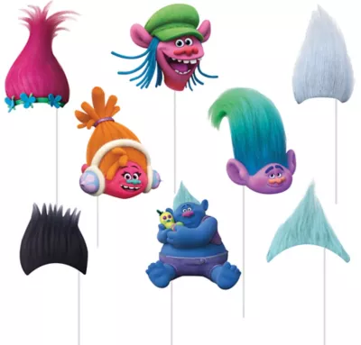 PartyCity Trolls Photo Booth Props 8pc