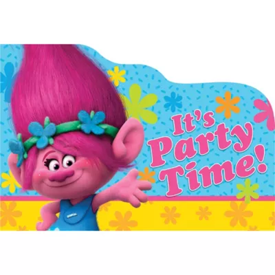 PartyCity Trolls Invitations 8ct